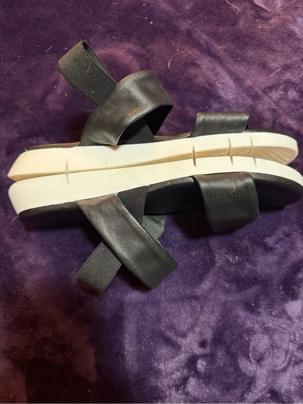 NEW Mila Paoli Women's Black Sling Back Sandals with White Sole Made in Italy 9